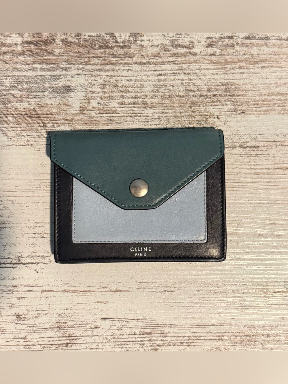Celine Pocket Tri-Color  Compact Wallet / Card Holder